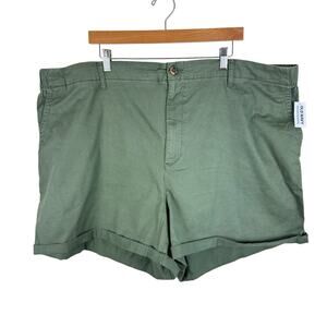 Old Navy NWT Green Cotton Everyday Cuffed Elastic Waist Shorts Plus Size 4X